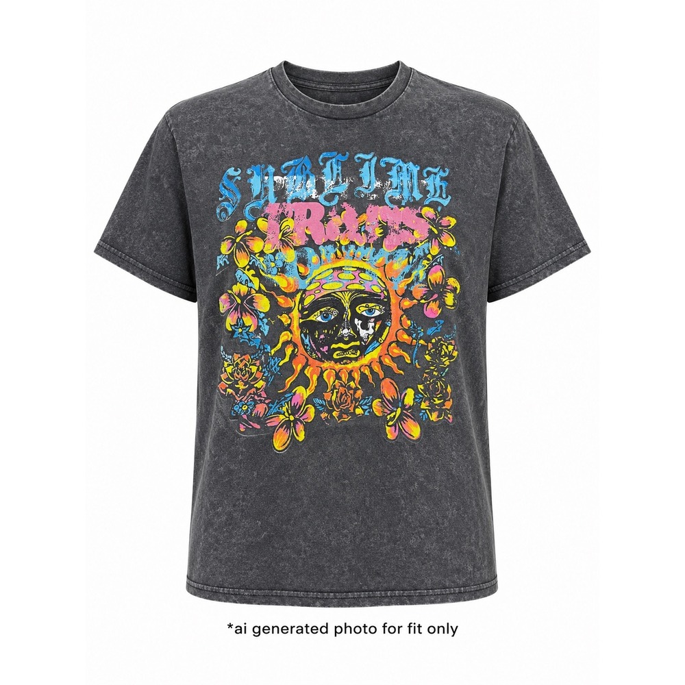 The Phluid Project Sublime Graphic Tee Gender Free L Acid Wash‎ Black